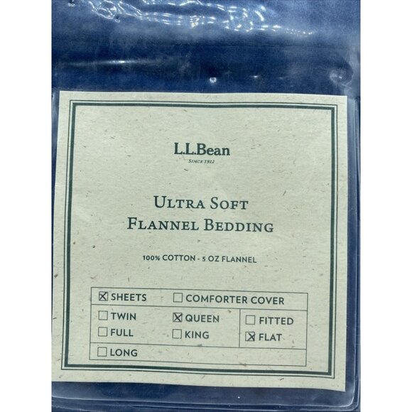 LL Bean Ultra Soft Flannel Queen Size Flat Sheet True Navy 92  X 110 in - Picture 3 of 8